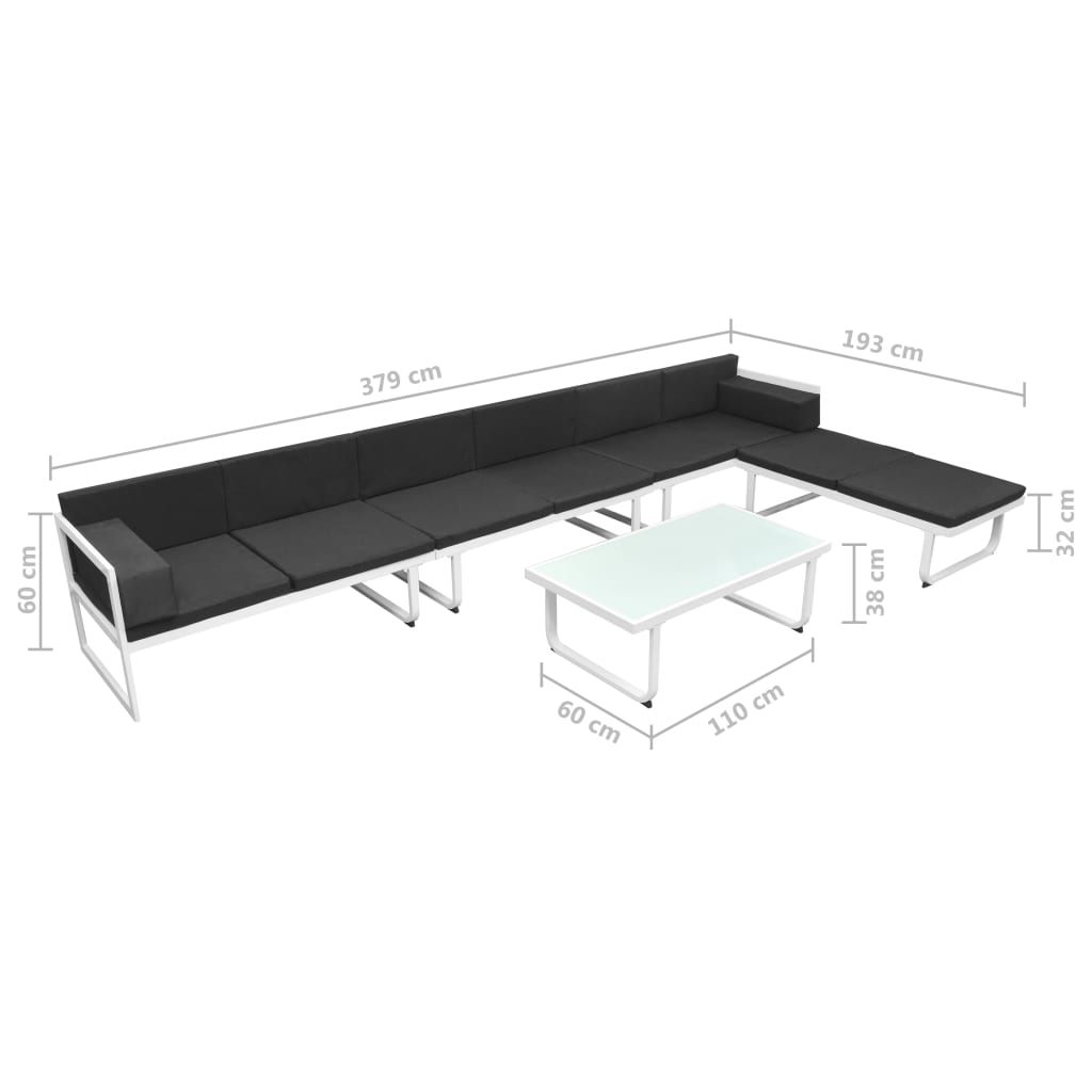 5 Piece Garden Lounge Set Textilene Aluminium Black - Newstart Furniture