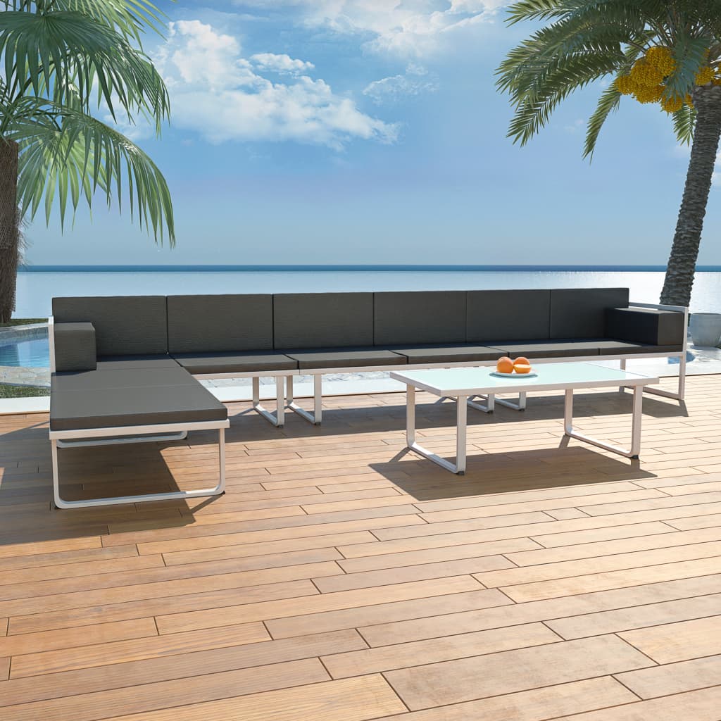 5 Piece Garden Lounge Set Textilene Aluminium Black - Newstart Furniture