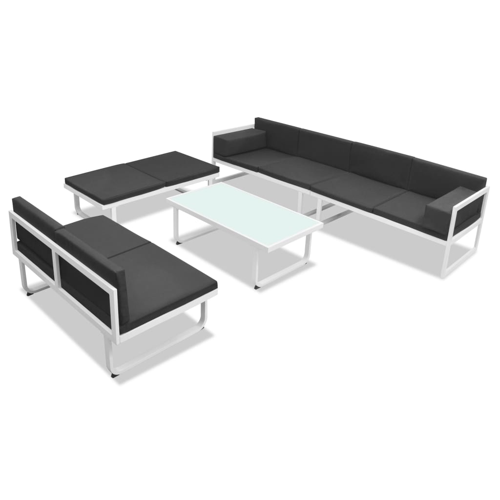 5 Piece Garden Lounge Set Textilene Aluminium Black - Newstart Furniture