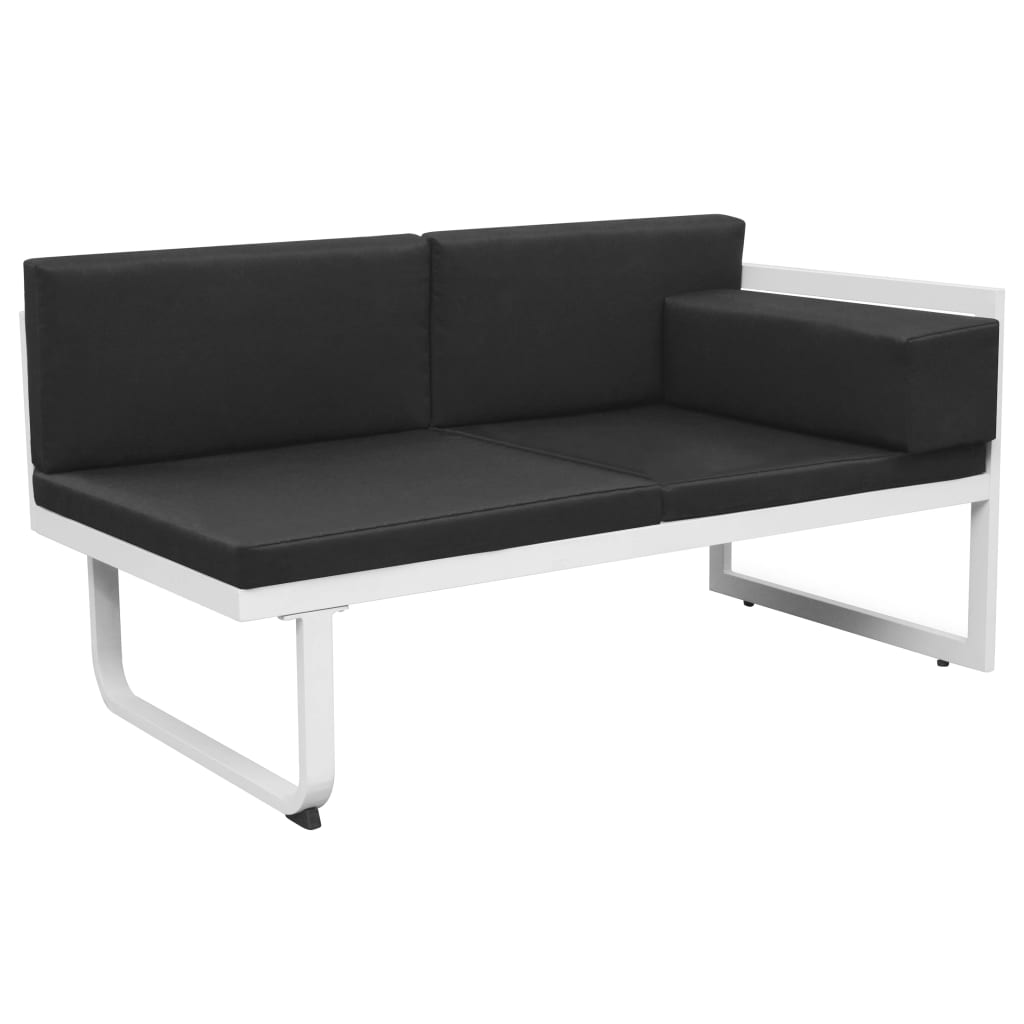 5 Piece Garden Lounge Set Textilene Aluminium Black - Newstart Furniture