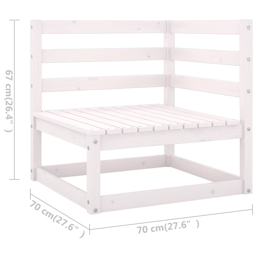 5 Piece Garden Lounge Set White Solid Pinewood - Newstart Furniture