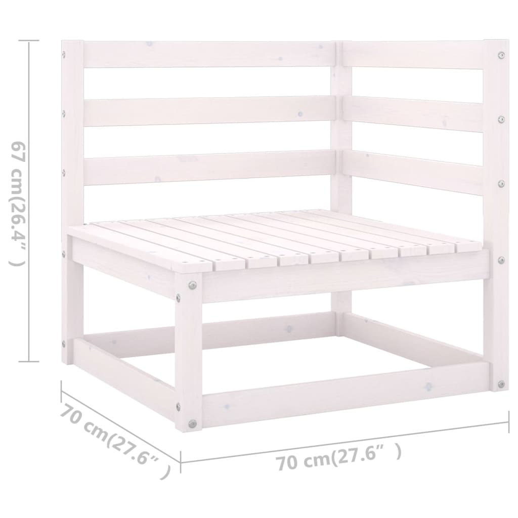 5 Piece Garden Lounge Set White Solid Pinewood - Newstart Furniture