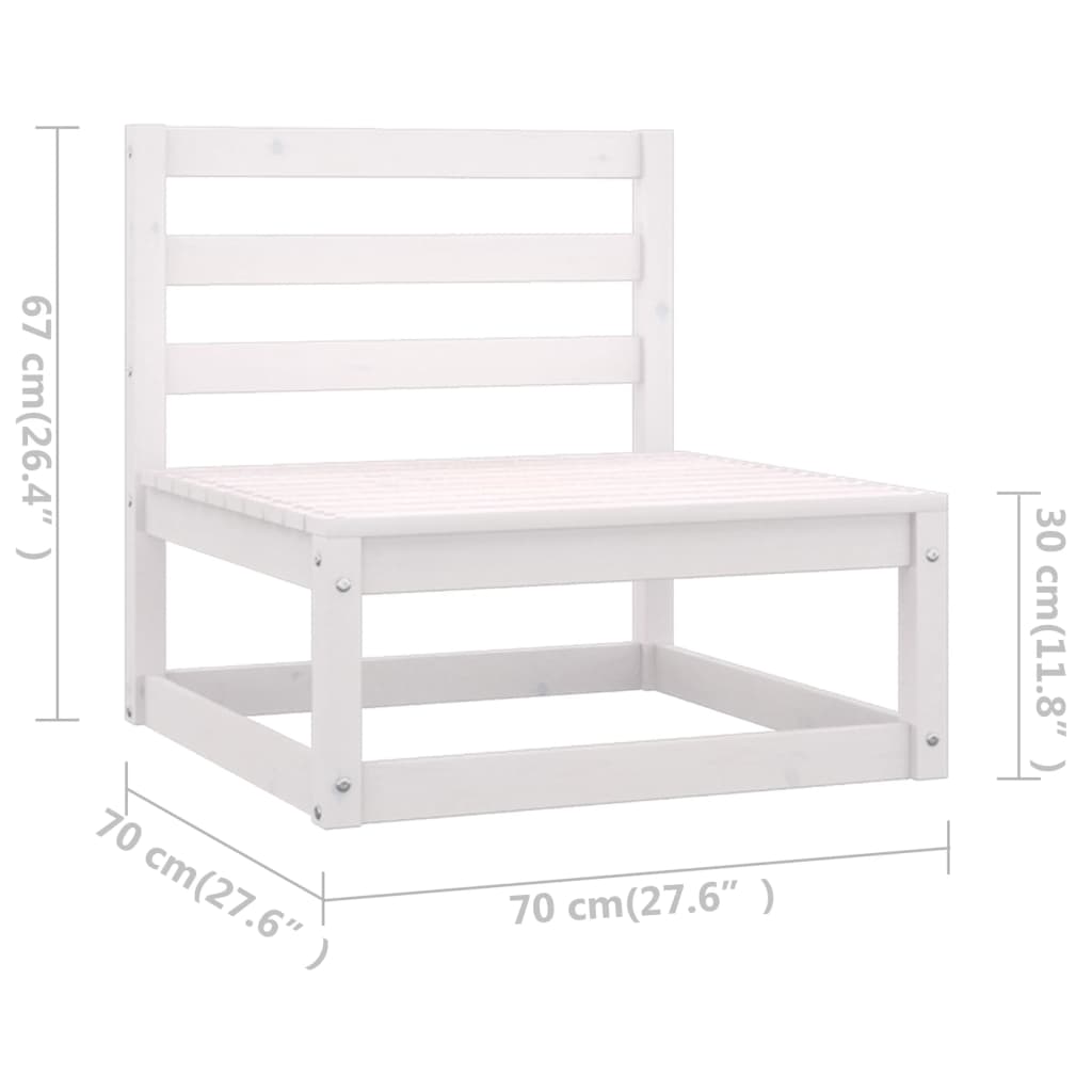 5 Piece Garden Lounge Set White Solid Pinewood - Newstart Furniture