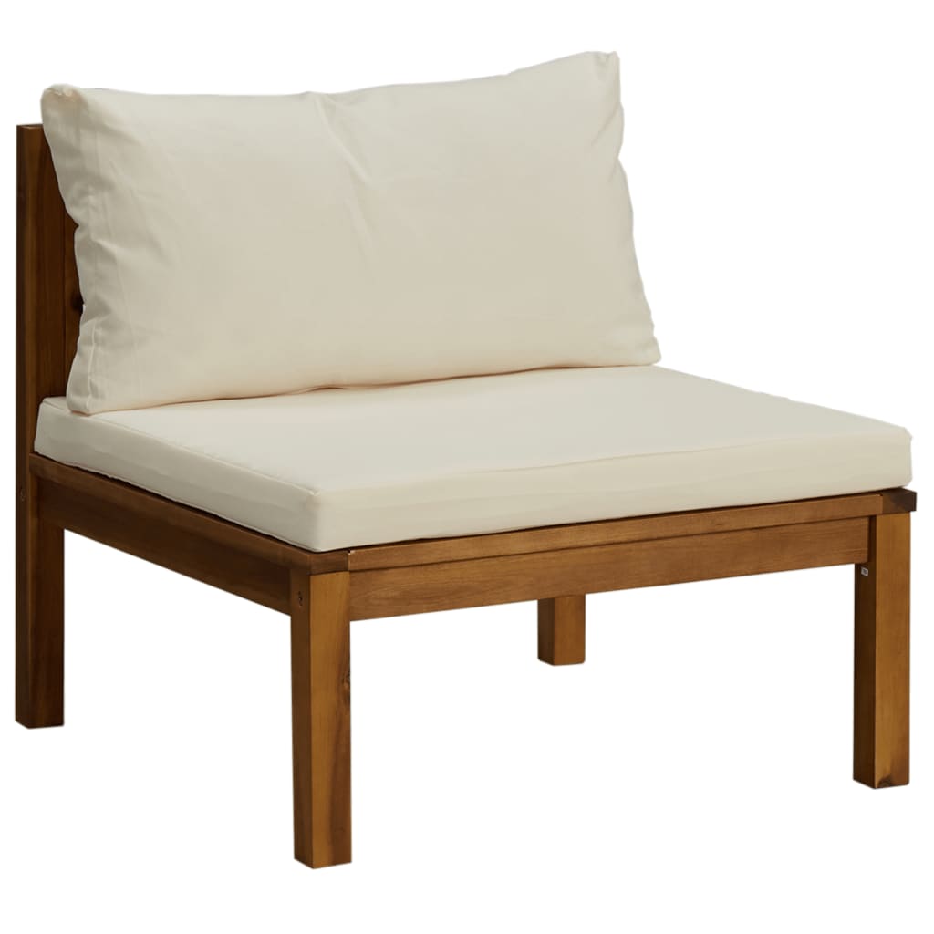 5 Piece Garden Lounge Set with Cream Cushion Solid Acacia Wood - Newstart Furniture