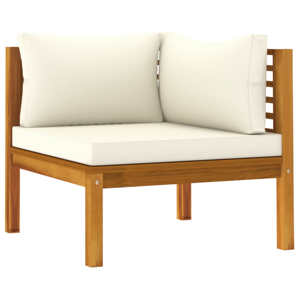 5 Piece Garden Lounge Set with Cream Cushion Solid Acacia Wood - Newstart Furniture