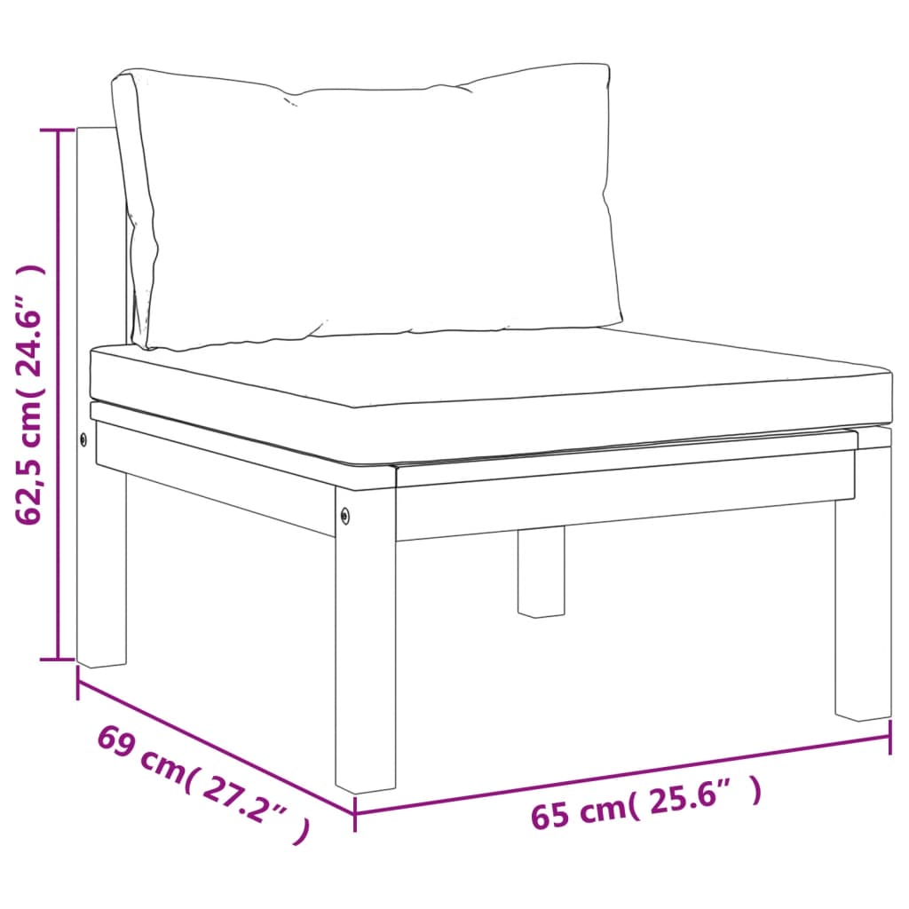 5 Piece Garden Lounge Set with Cream Cushion Solid Acacia Wood - Newstart Furniture