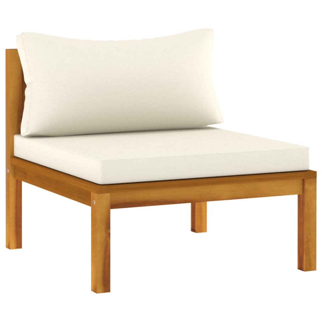 5 Piece Garden Lounge Set with Cream Cushion Solid Acacia Wood - Newstart Furniture