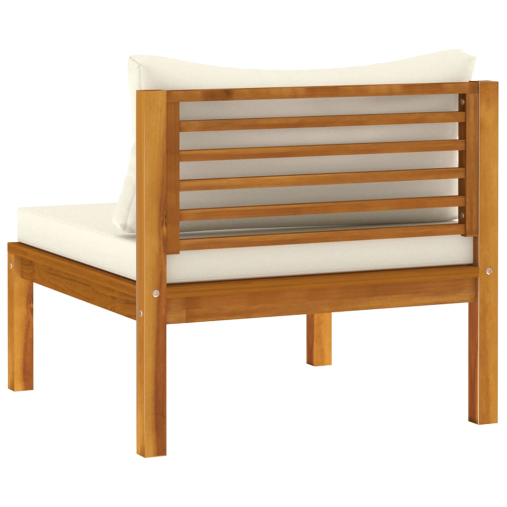 5 Piece Garden Lounge Set with Cream Cushion Solid Acacia Wood - Newstart Furniture