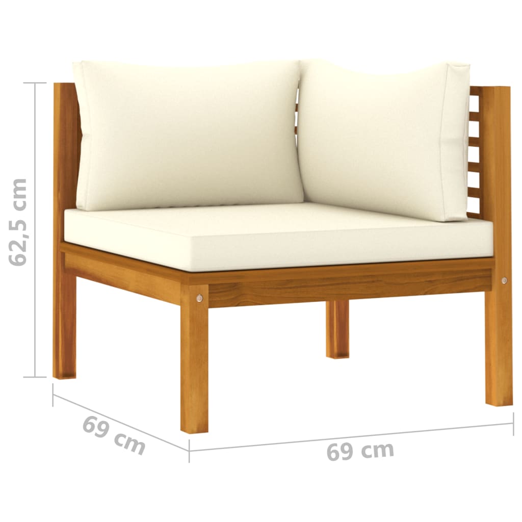 5 Piece Garden Lounge Set with Cream Cushion Solid Acacia Wood - Newstart Furniture