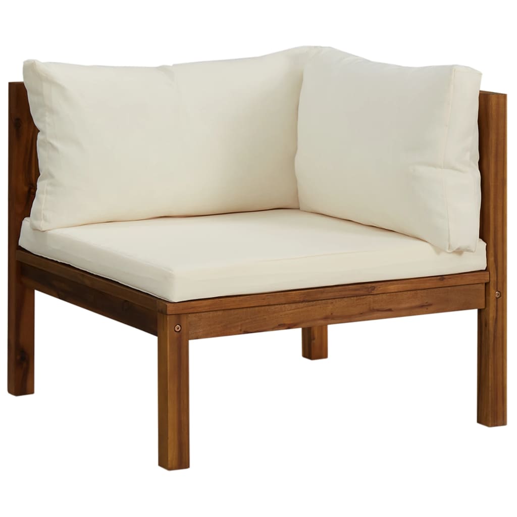 5 Piece Garden Lounge Set with Cream Cushion Solid Acacia Wood - Newstart Furniture