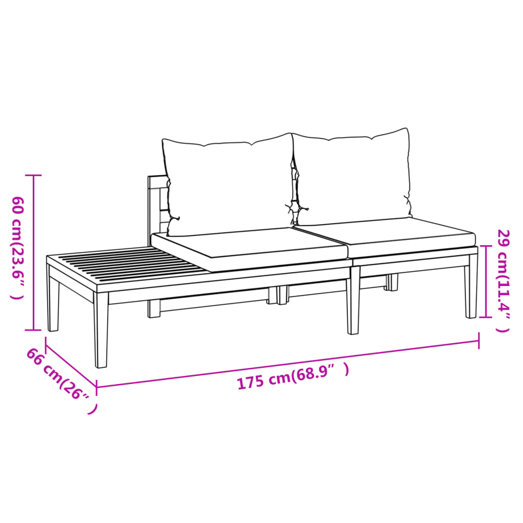 5 Piece Garden Lounge Set with Cream White Cushions Acacia Wood - Newstart Furniture