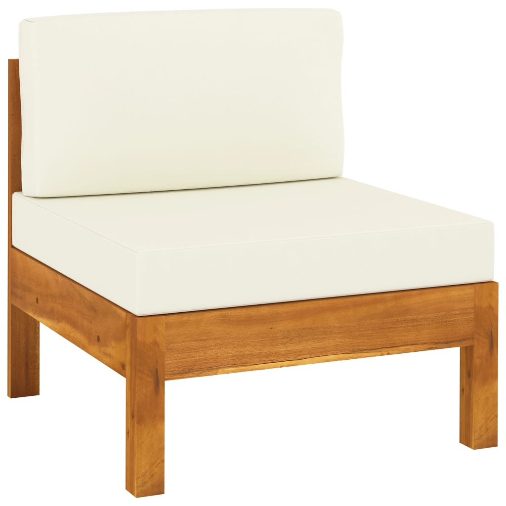 5 Piece Garden Lounge Set with Cream White Cushions Acacia Wood - Newstart Furniture