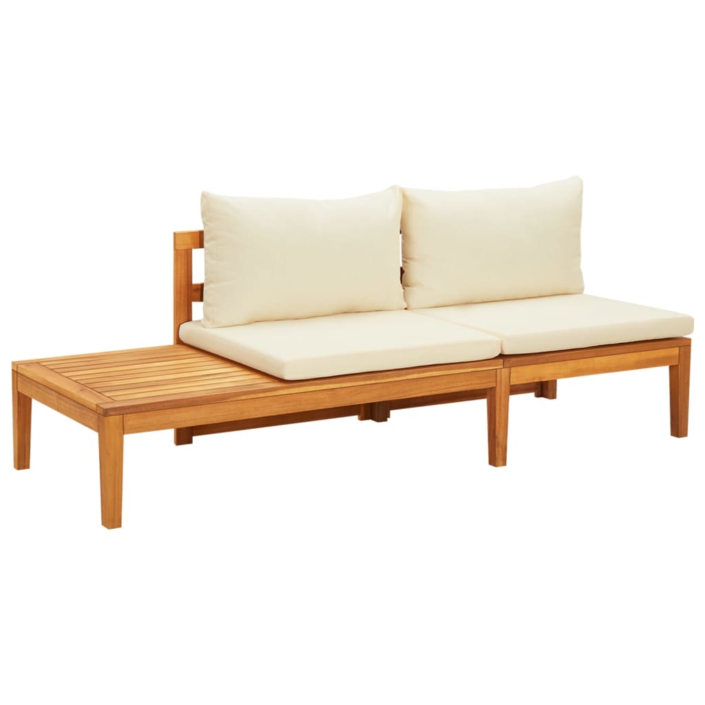 5 Piece Garden Lounge Set with Cream White Cushions Acacia Wood - Newstart Furniture