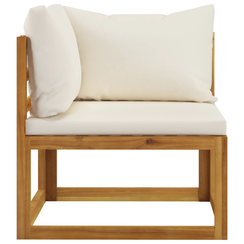 5 Piece Garden Lounge Set with Cushion Cream Solid Acacia Wood - Newstart Furniture