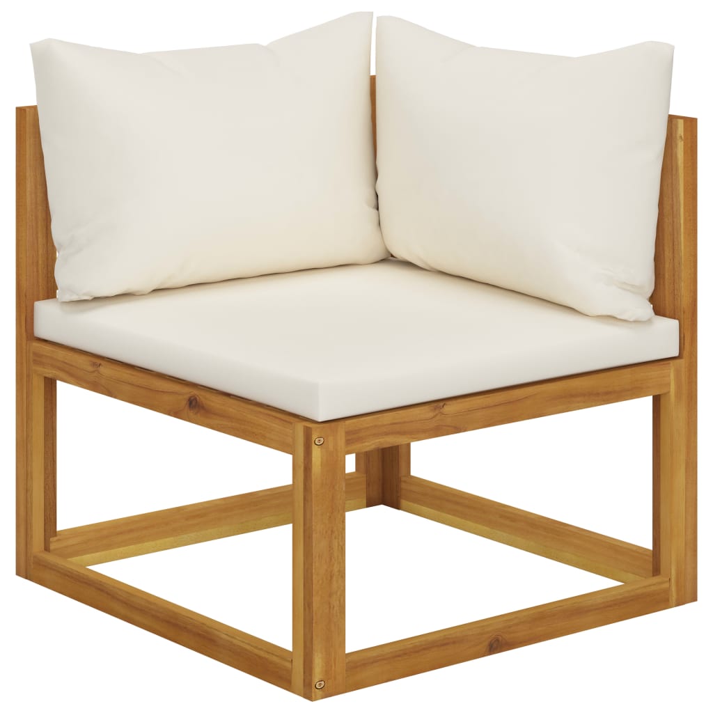 5 Piece Garden Lounge Set with Cushion Cream Solid Acacia Wood - Newstart Furniture