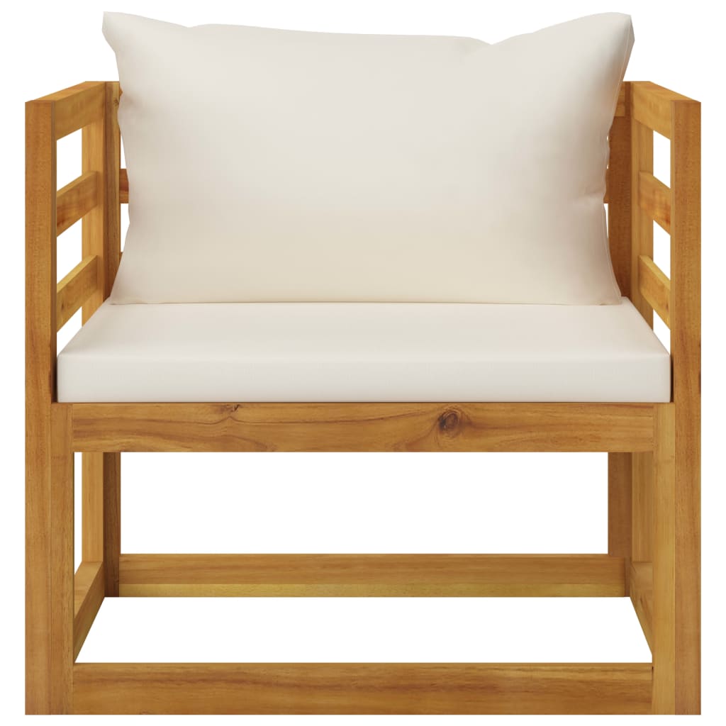 5 Piece Garden Lounge Set with Cushion Cream Solid Acacia Wood - Newstart Furniture