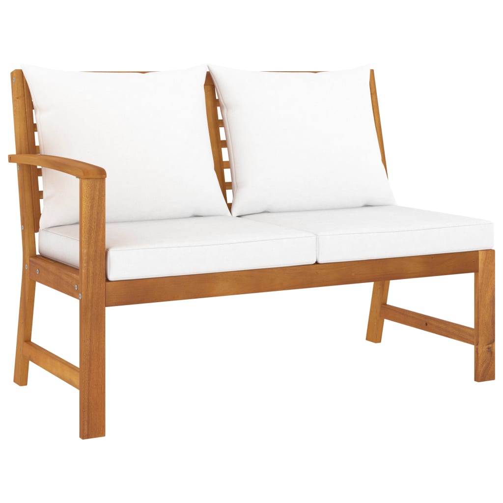 5 Piece Garden Lounge Set with Cushion Cream Solid Acacia Wood - Newstart Furniture