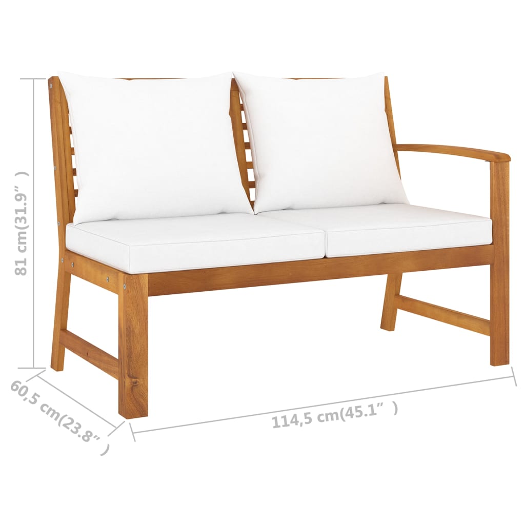 5 Piece Garden Lounge Set with Cushion Cream Solid Acacia Wood - Newstart Furniture