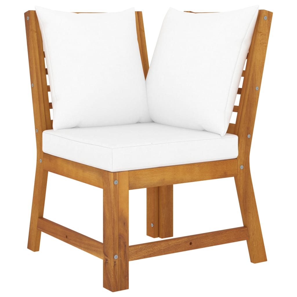 5 Piece Garden Lounge Set with Cushion Cream Solid Acacia Wood - Newstart Furniture