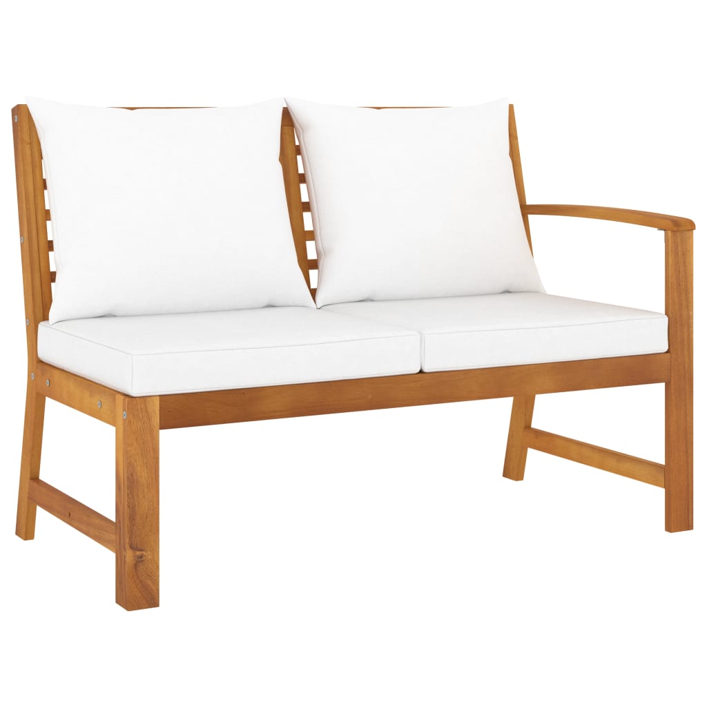 5 Piece Garden Lounge Set with Cushion Cream Solid Acacia Wood - Newstart Furniture