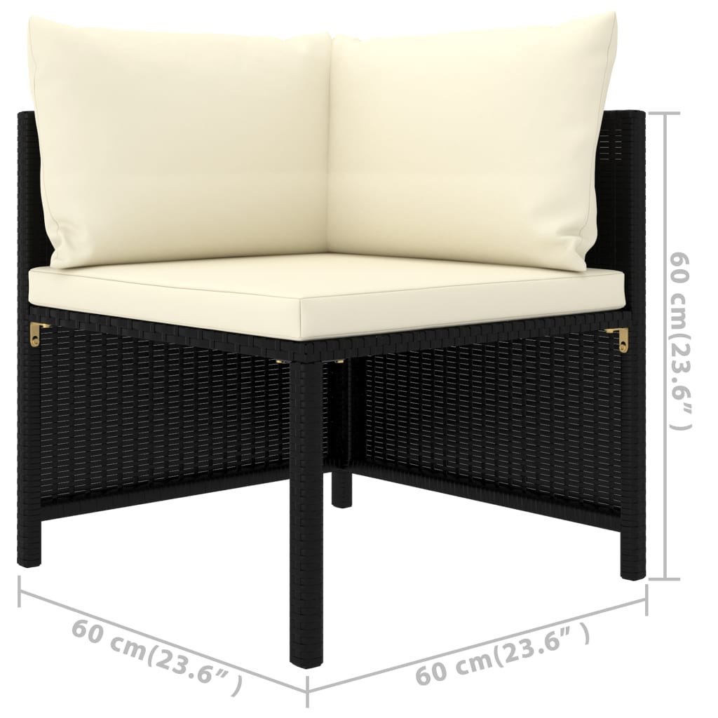 5 Piece Garden Lounge Set with Cushions Poly Rattan Black - Newstart Furniture