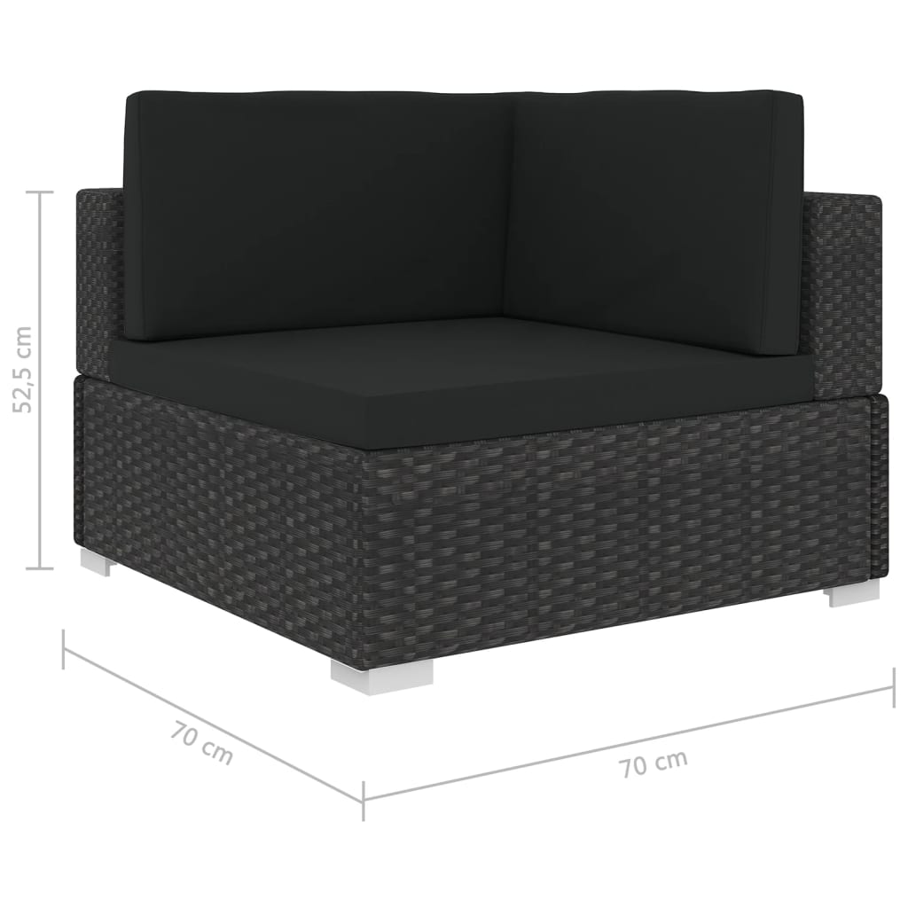 5 Piece Garden Lounge Set with Cushions Poly Rattan Black - Newstart Furniture