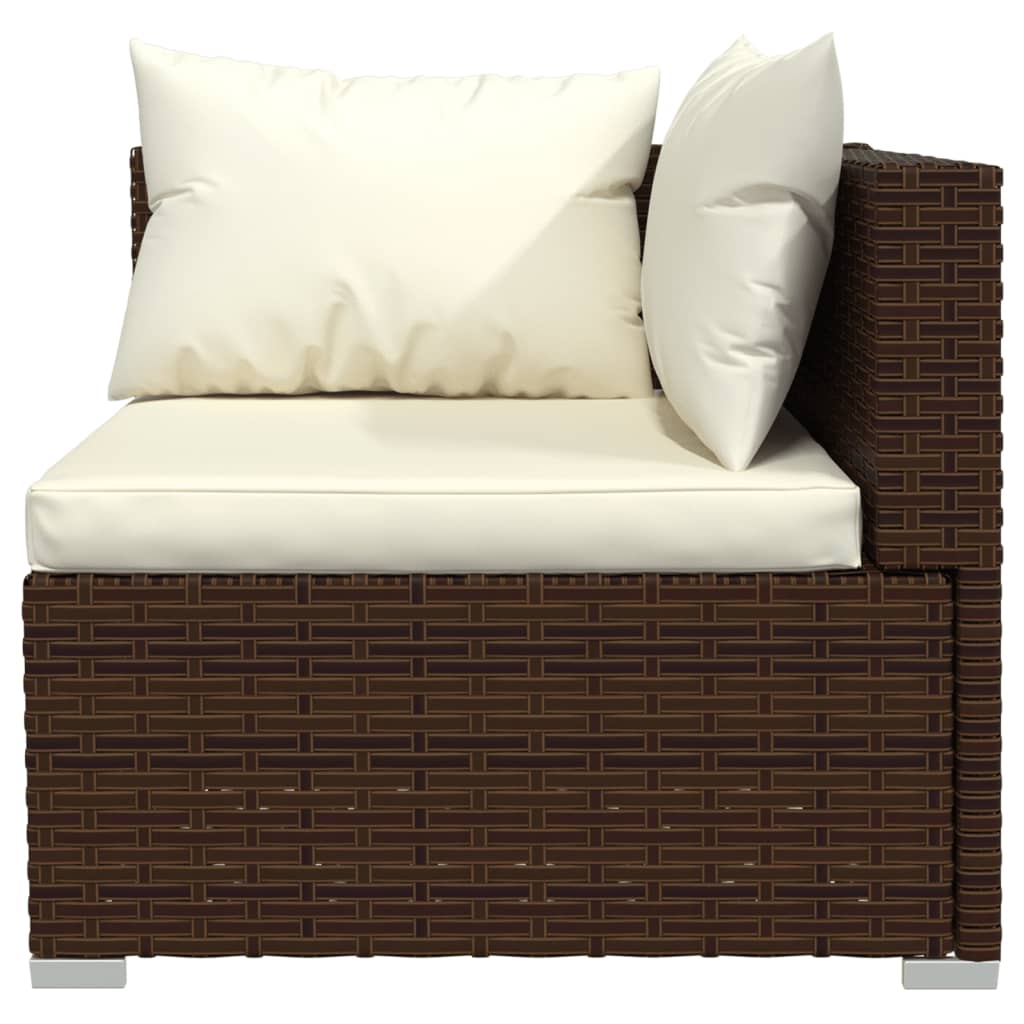 5 Piece Garden Lounge Set with Cushions Poly Rattan Brown - Newstart Furniture