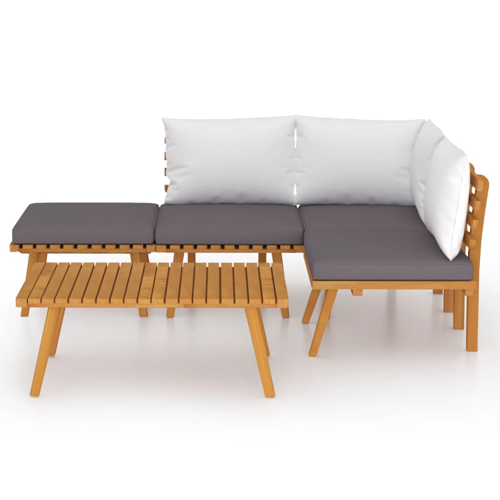 5 Piece Garden Lounge Set with Cushions Solid Acacia Wood - Newstart Furniture