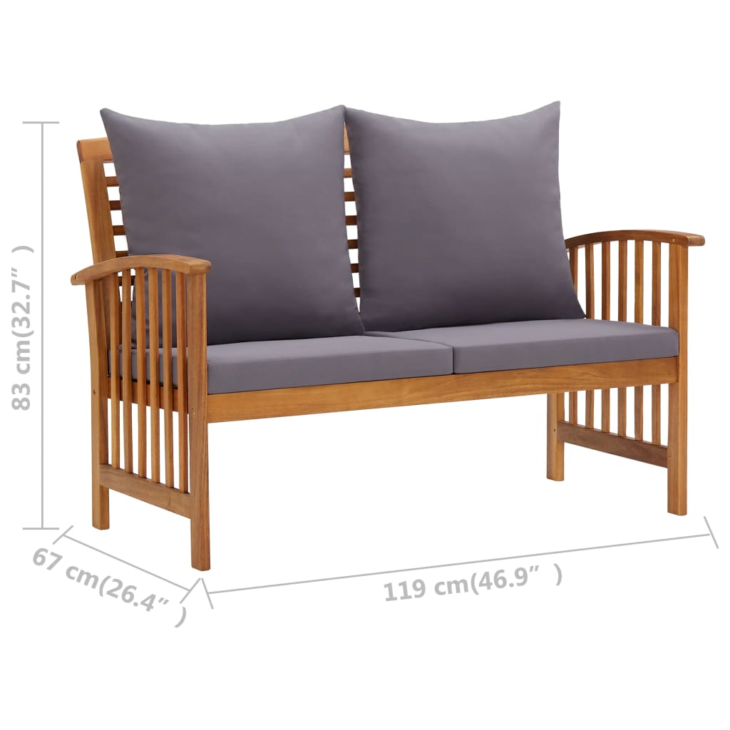 5 Piece Garden Lounge Set with Cushions Solid Acacia Wood (310258+310261+310264) - Newstart Furniture