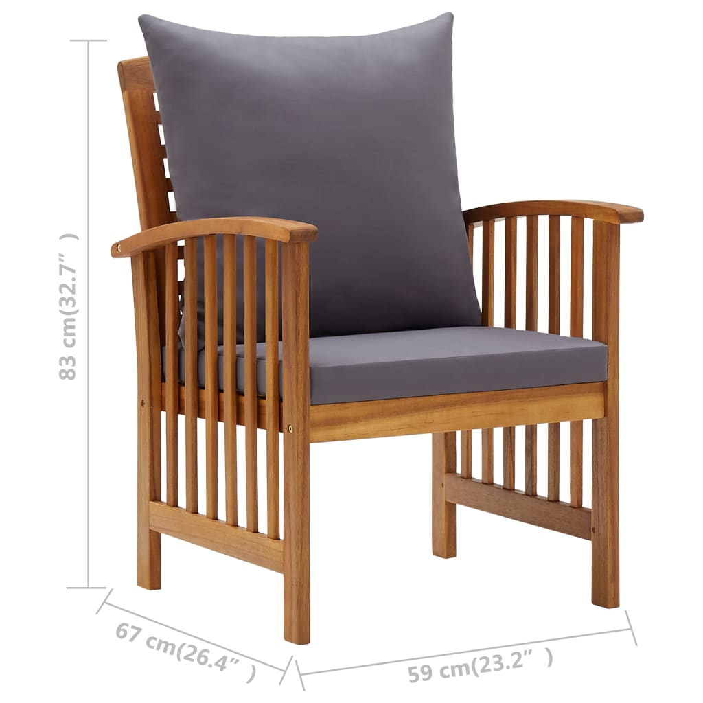 5 Piece Garden Lounge Set with Cushions Solid Acacia Wood (310258+310261+310264) - Newstart Furniture