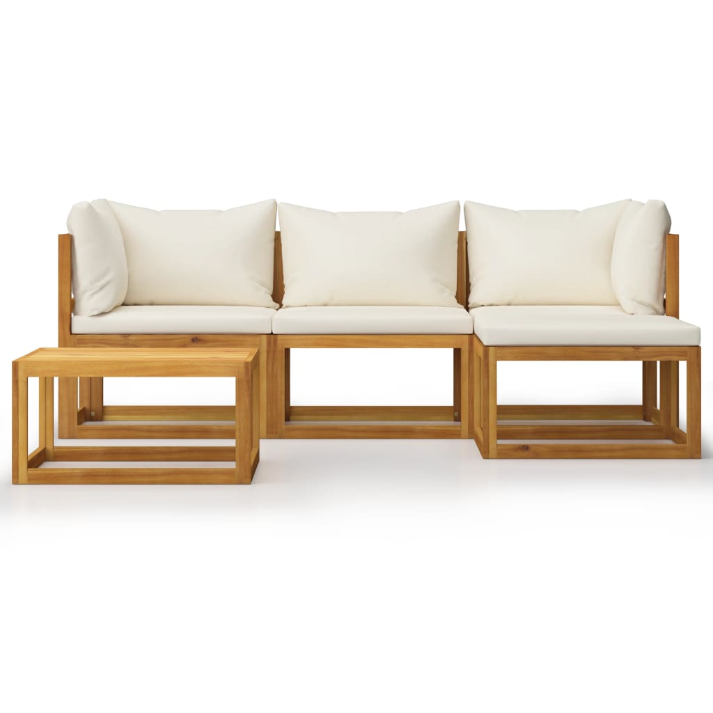 5 Piece Garden Lounge Set with Cushions Solid Acacia Wood - Newstart Furniture