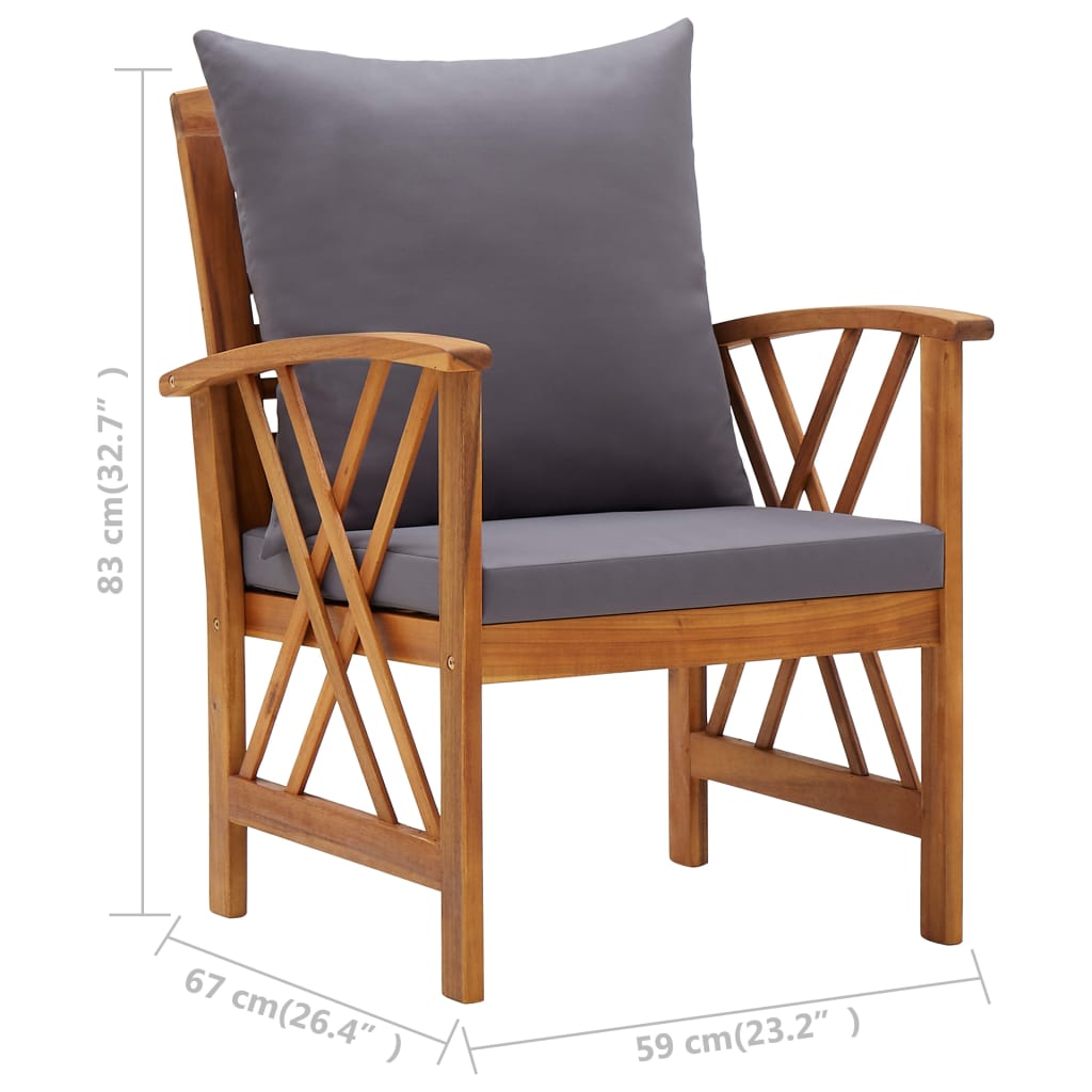 5 Piece Garden Lounge Set with Cushions Solid Acacia Wood - Newstart Furniture