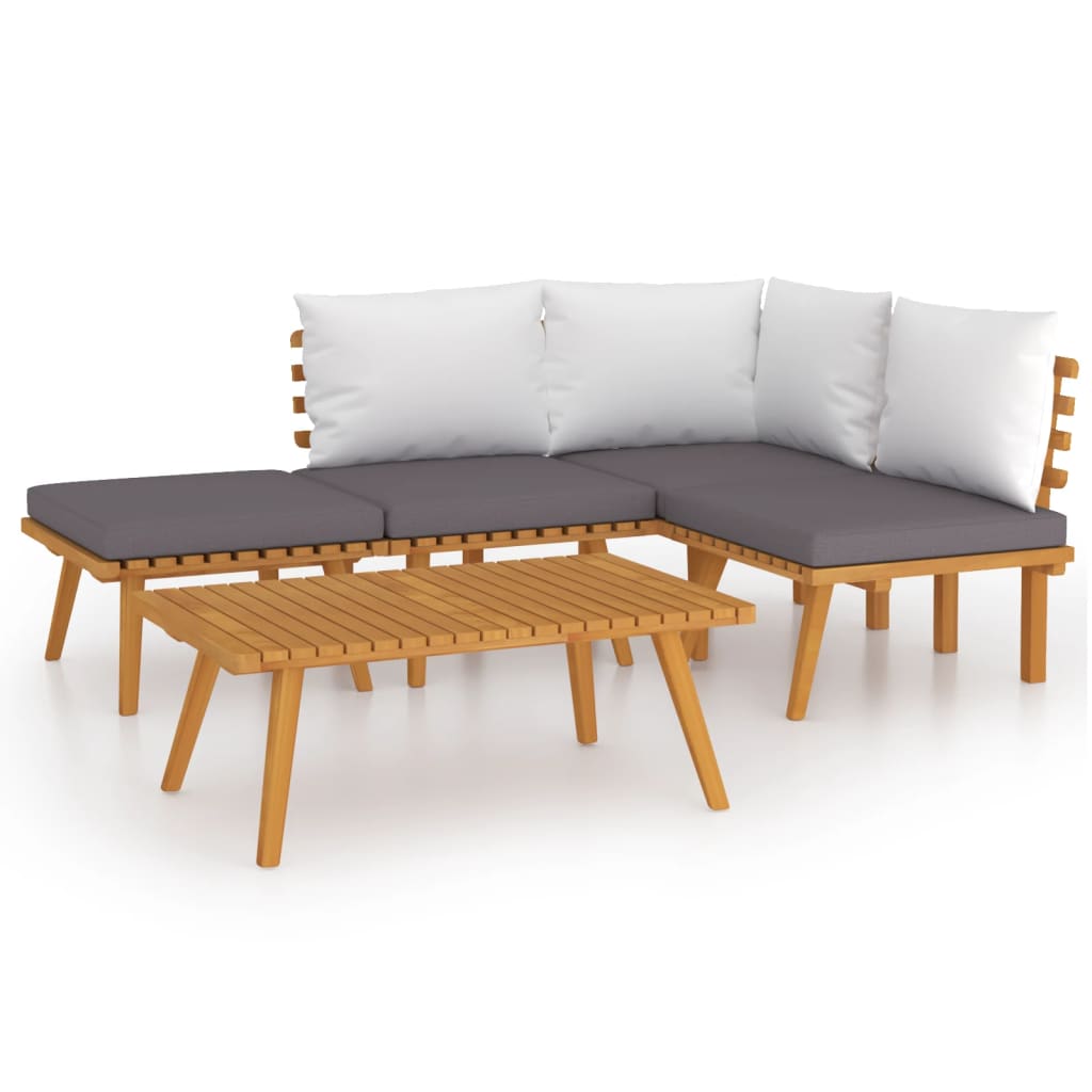 5 Piece Garden Lounge Set with Cushions Solid Acacia Wood - Newstart Furniture