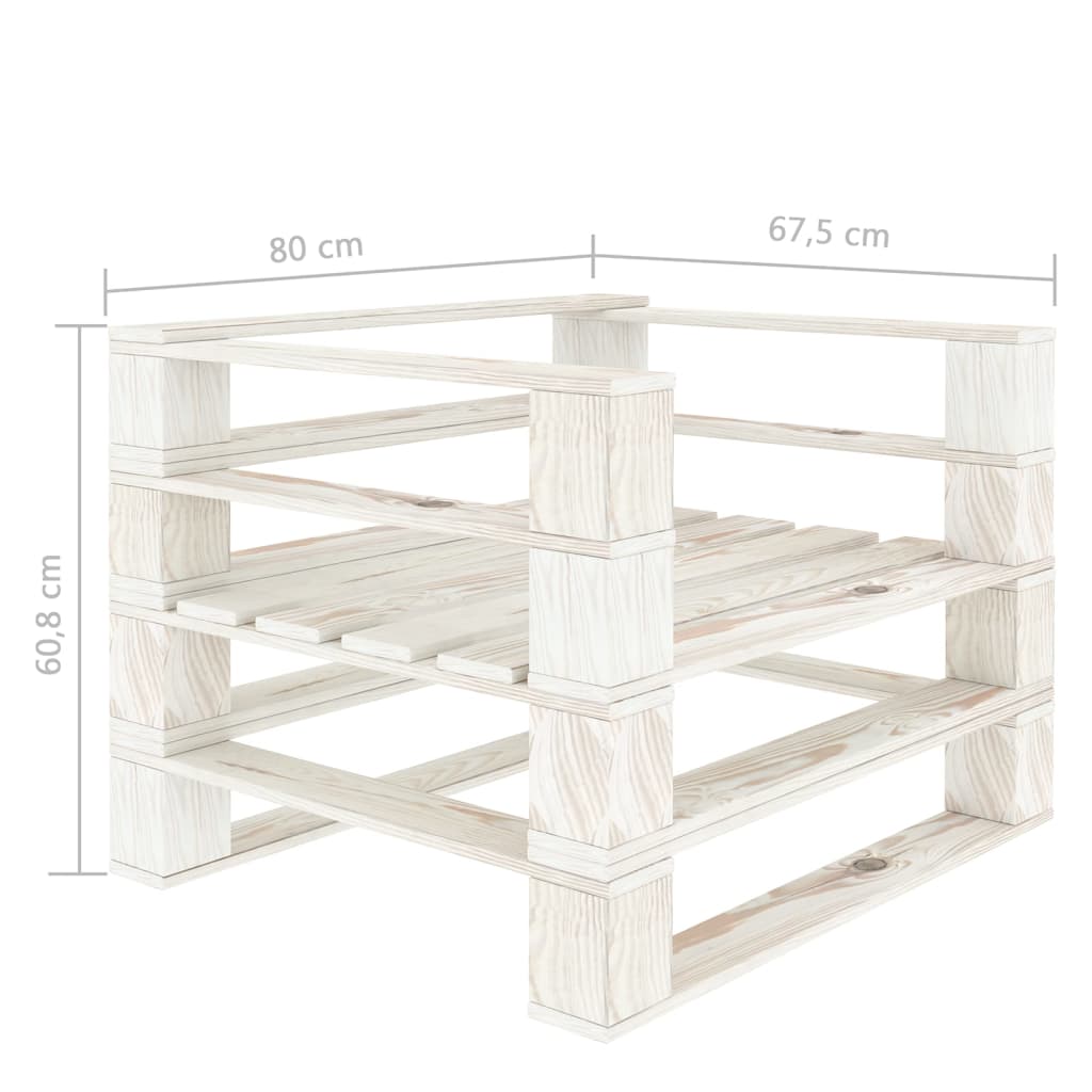 5 Piece Garden Pallet Lounge Set Solid Pinewood White - Newstart Furniture