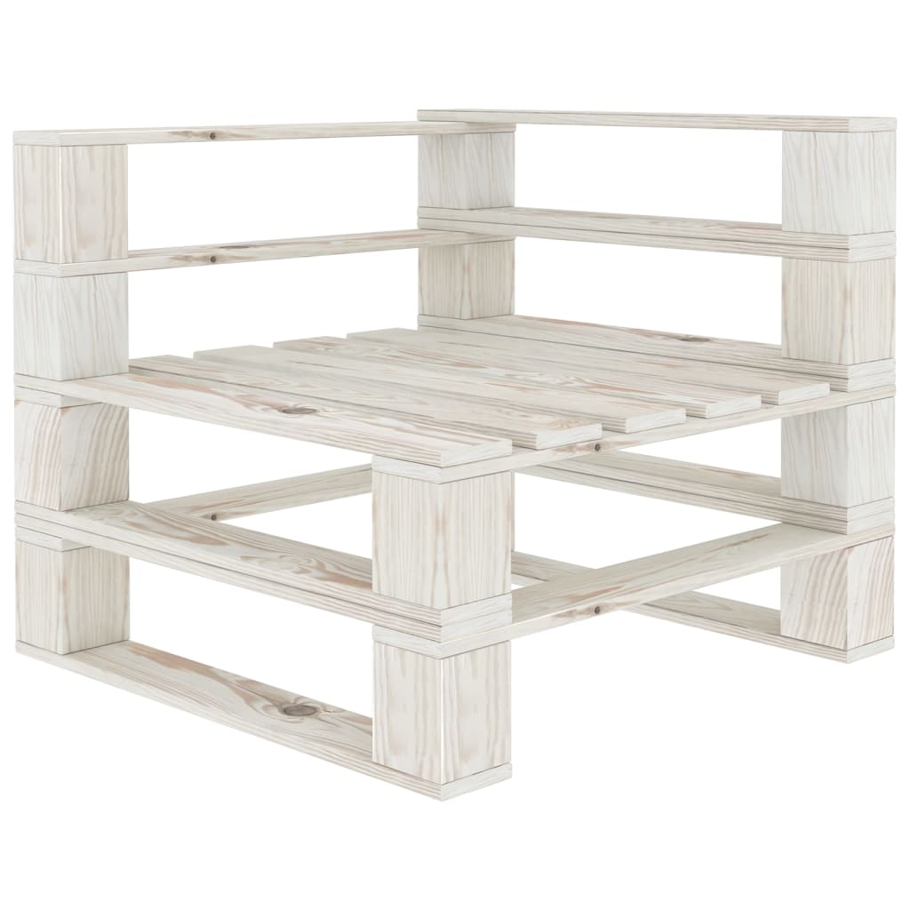 5 Piece Garden Pallet Lounge Set Solid Pinewood White - Newstart Furniture