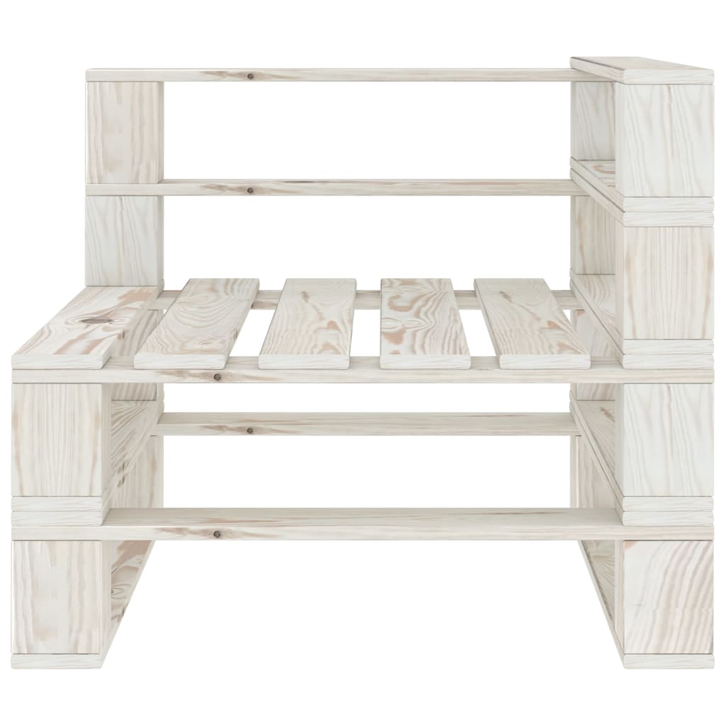 5 Piece Garden Pallet Lounge Set Solid Pinewood White - Newstart Furniture