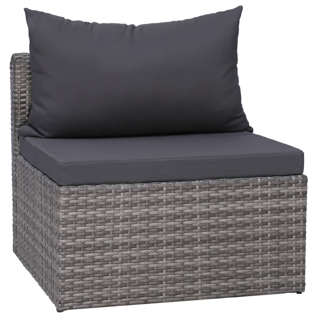 5 Piece Garden Sofa Set with Cushions & Pillows Poly Rattan Grey - Newstart Furniture