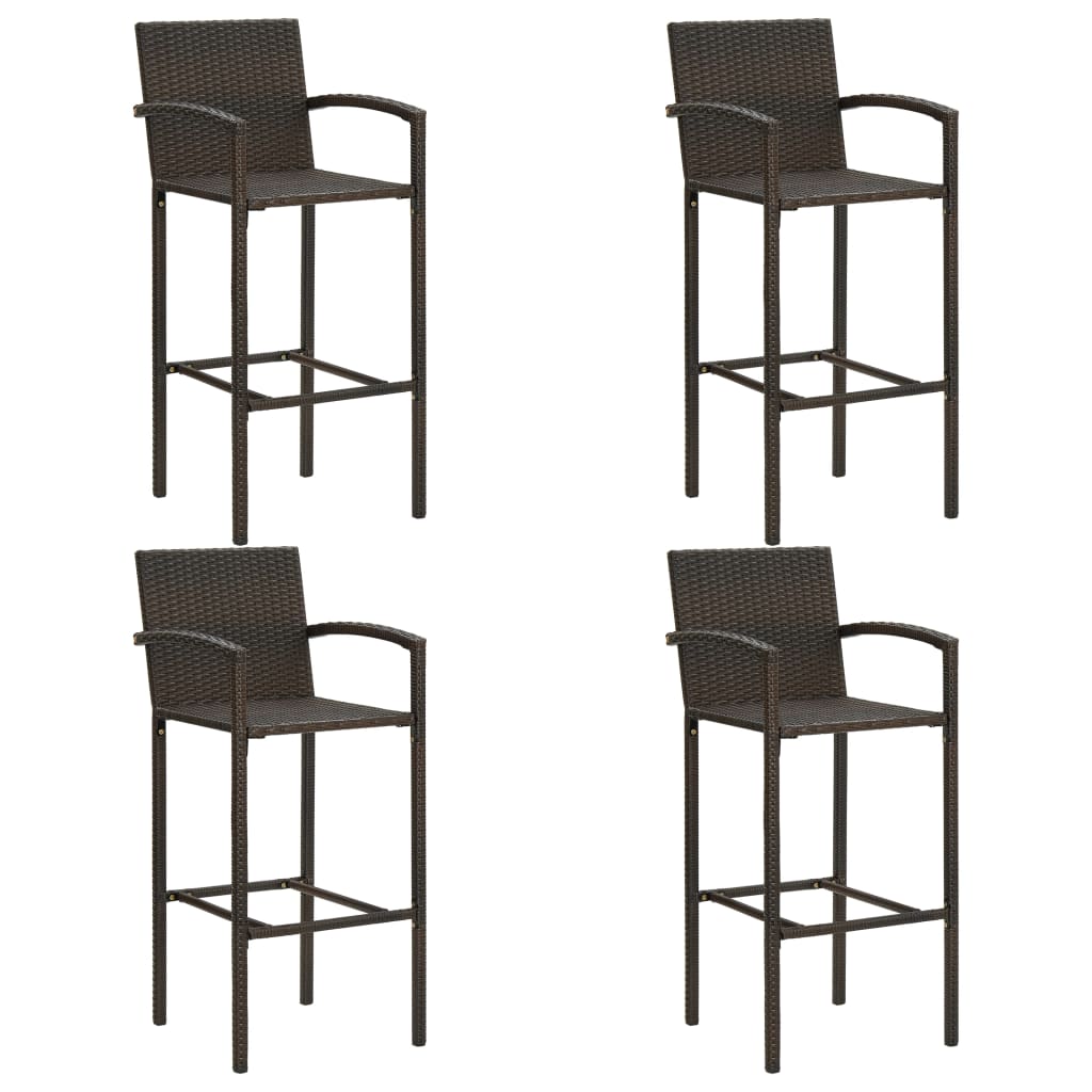 5 Piece Outdoor Bar Set with Armrest Poly Rattan Brown - Newstart Furniture