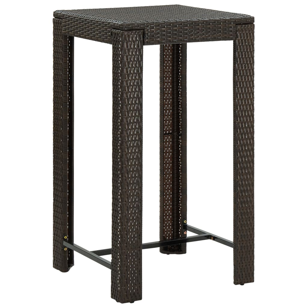 5 Piece Outdoor Bar Set with Armrest Poly Rattan Brown - Newstart Furniture