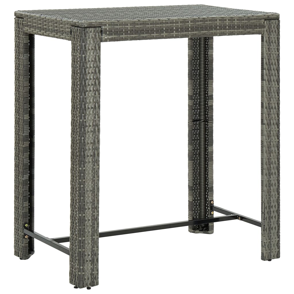 5 Piece Outdoor Bar Set with Armrest Poly Rattan Grey - Newstart Furniture