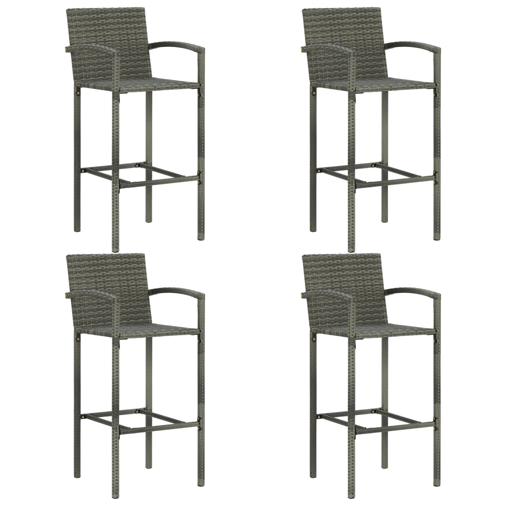 5 Piece Outdoor Bar Set with Armrest Poly Rattan Grey - Newstart Furniture