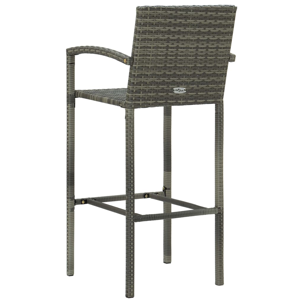 5 Piece Outdoor Bar Set with Armrest Poly Rattan Grey - Newstart Furniture