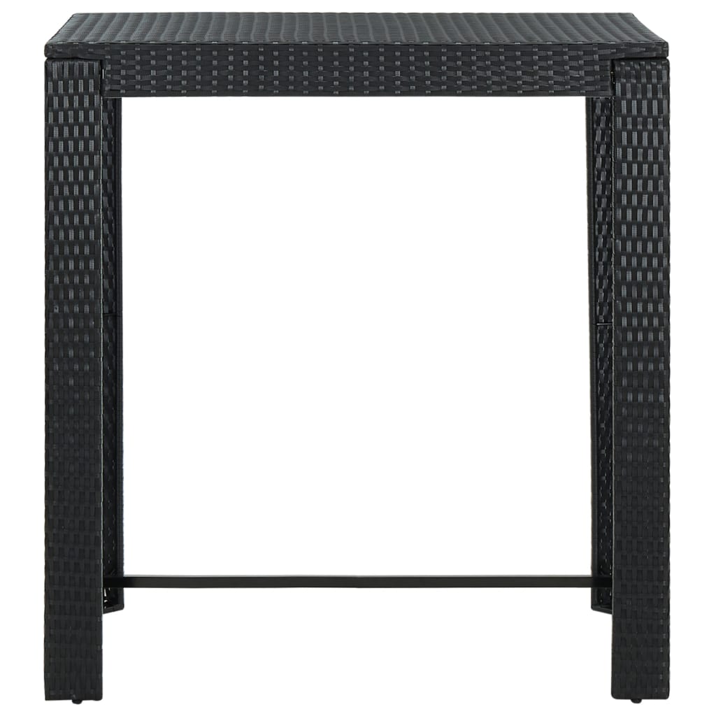 5 Piece Outdoor Bar Set with Cushions Poly Rattan Black - Newstart Furniture