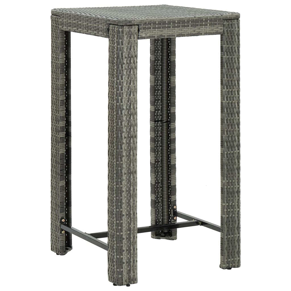 5 Piece Outdoor Bar Set with Cushions Poly Rattan Grey - Newstart Furniture