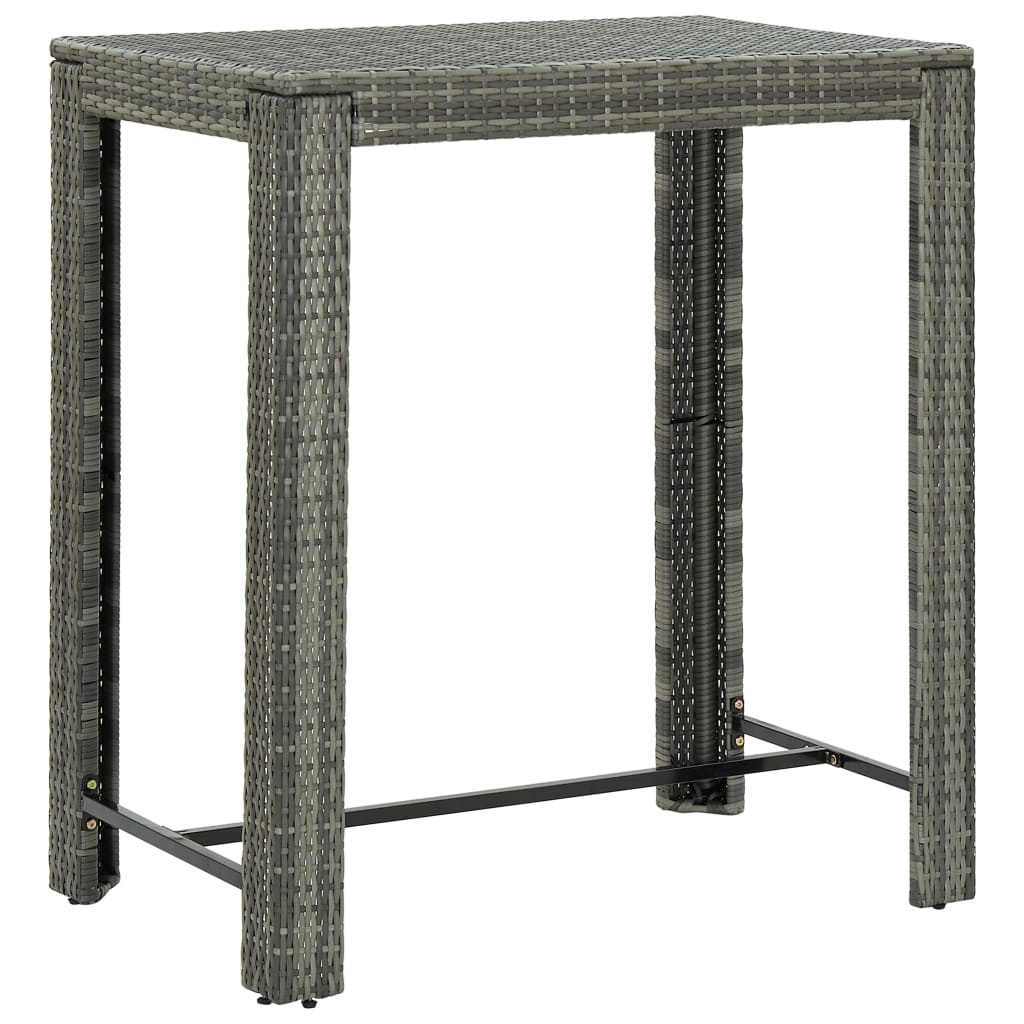 5 Piece Outdoor Bar Set with Cushions Poly Rattan Grey - Newstart Furniture