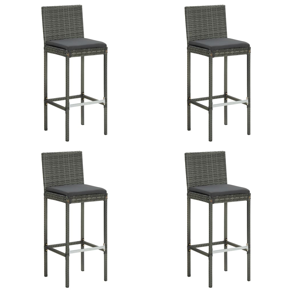 5 Piece Outdoor Bar Set with Cushions Poly Rattan Grey - Newstart Furniture