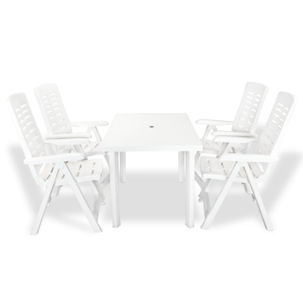 5 Piece Outdoor Dining Set Plastic White - Newstart Furniture