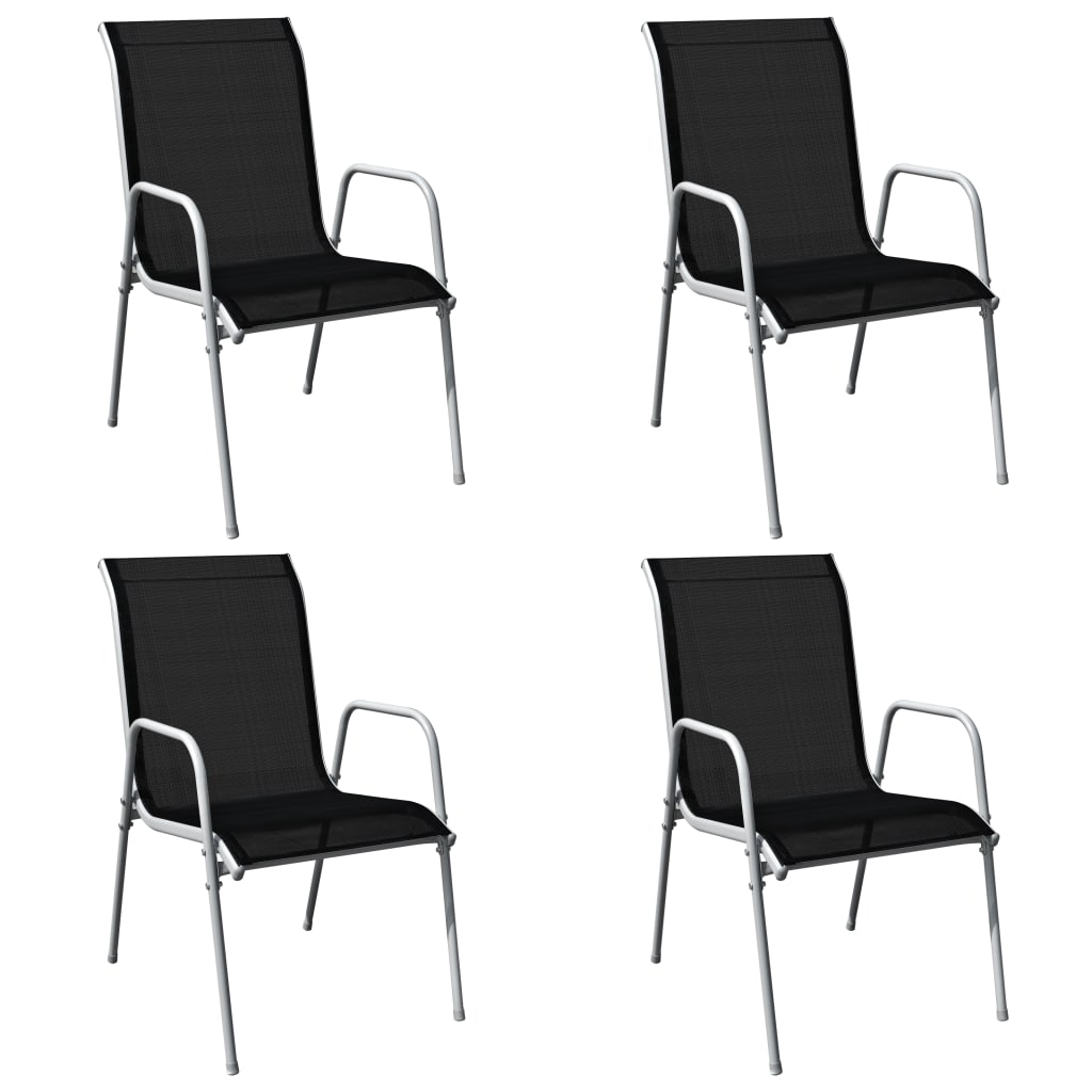 5 Piece Outdoor Dining Set Steel Black - Newstart Furniture