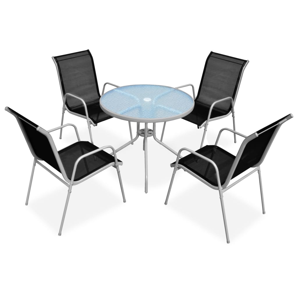 5 Piece Outdoor Dining Set Steel Black - Newstart Furniture