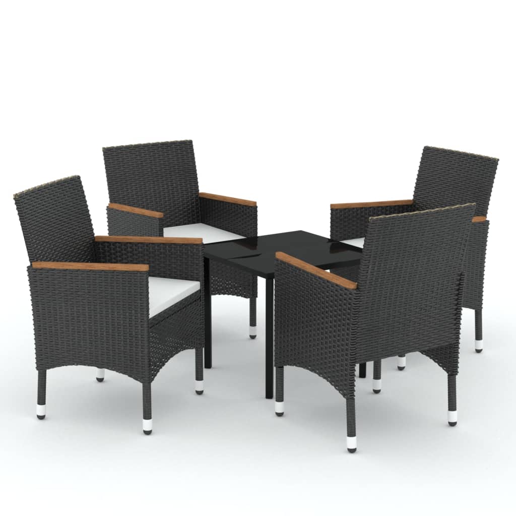 5 Piece Outdoor Dining Set with Cushions Black - Newstart Furniture